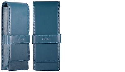 DiLoro Pen pouch, Leather Pen Holder (Triple) series Sololio blue   