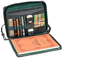 Sac Galen Leather Co., série Leather Compendium Bag - A4 Zippered Folio Organizer Vert forêt Crazy Horse