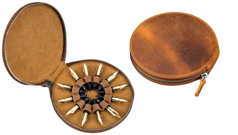 Étui Galen Leather Co., série The Nib Circle - Leather Zip Nib Case (12) Brun Crazy Horse