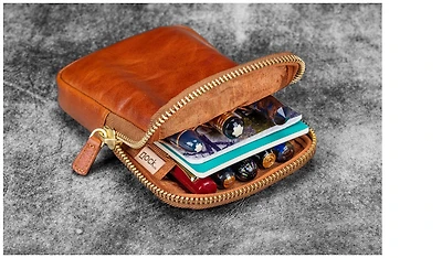 Galen Leather Co. Pen pouch, Legacy Collection Galen X Nock Co Leather Sinclair Pen Case series Deep Cognac