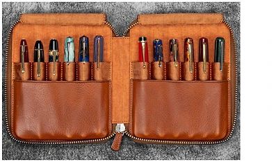 Galen Leather Co. Pen pouch, Legacy Collection Leather Zip Pen Case (12) - A6 series Deep Cognac