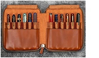 Galen Leather Co. Pen pouch, Legacy Collection Leather Zip Pen Case (12) - A6 series Deep Cognac