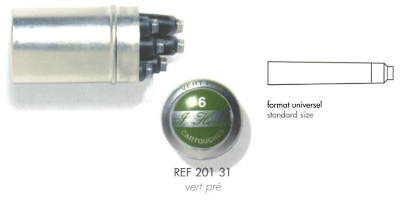 Cartouche d'encre J.Herbin , série La Perle des Encres Encre verte (Vert pré)