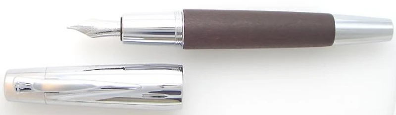Stylo plume Faber-Castell, série E-motion Wood/Chrome Brun foncé