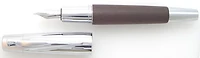 Stylo plume Faber-Castell, série E-motion Wood/Chrome Brun foncé