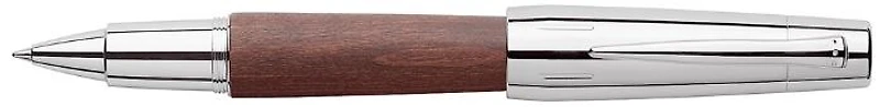 Stylo bille roulante Faber-Castell, série E-motion Wood/Chrome Brun foncé