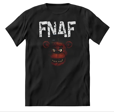 T-FNAF DISTRESSED WHITE TEXT with FREDDY HEAD-XL