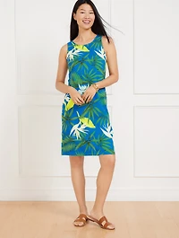 Sleeveless Shift Jersey Dress - Birds of Paradise
