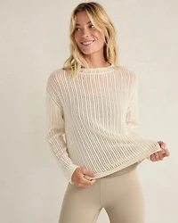 Wool and Cashmere Pointelle Roll Neck Sweater