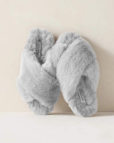 Faux Fur Criss-Cross Slippers