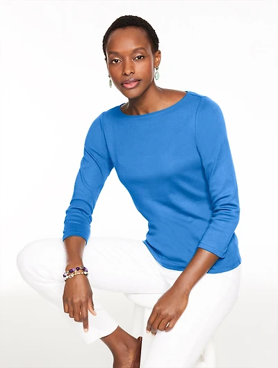 Solid Bateau Neck Tee Pima Cotton
