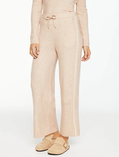 Wide Leg Sweater Pants - Tipped
