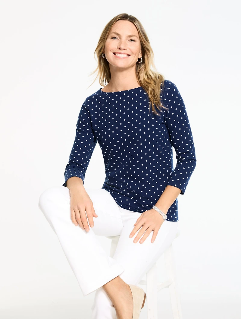 Bateau Neck Tee - Garden Dot