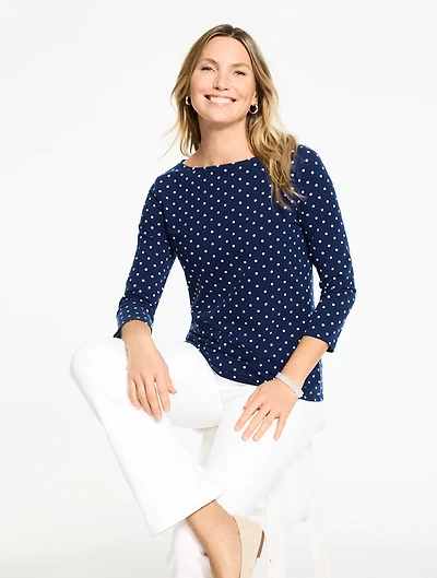 Bateau Neck Tee - Garden Dot