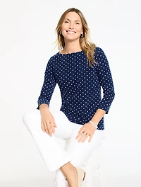 Bateau Neck Tee - Garden Dot