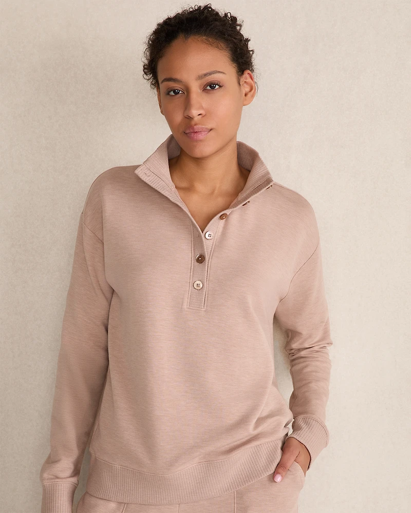Fleece Johnny Collar Henley