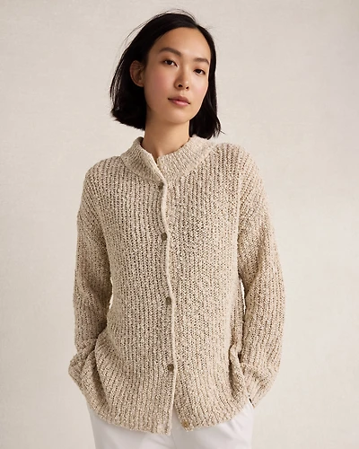 Cotton Boucle Shaker Stitch Cardigan