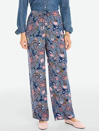 Wide Leg Pull-On Pants - Fresh Poppy