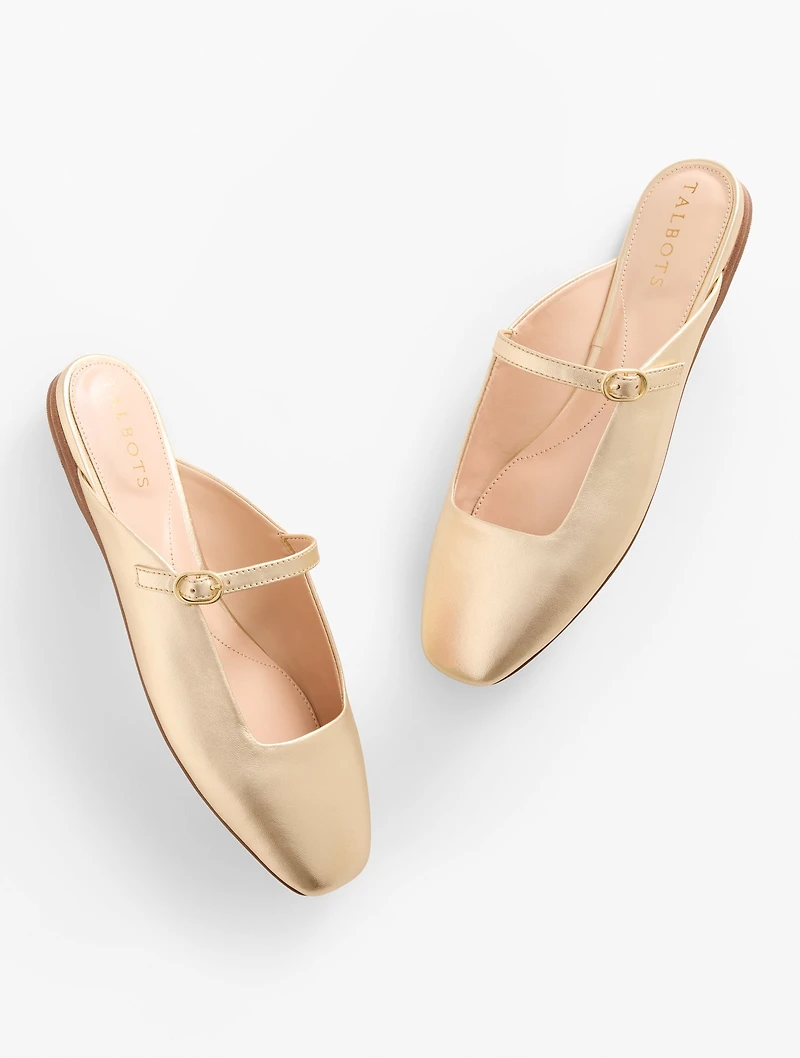 Sloan Mary Jane Metallic Leather Mules