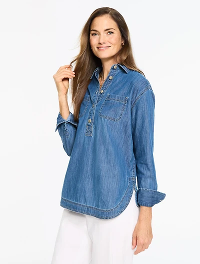 Denim Boyfriend Popover- Eden Blue Wash