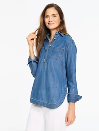 Denim Boyfriend Popover- Eden Blue Wash
