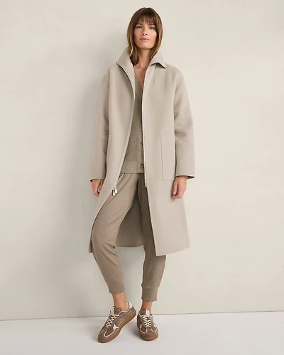 Wool Blend Funnel Neck Coat