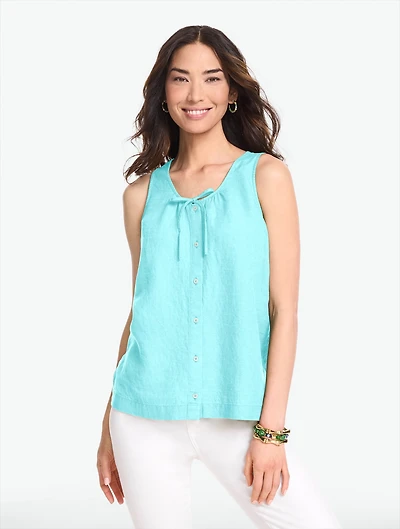 Tie Front Linen Shell