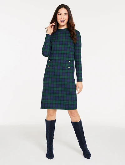 Mockneck Shift Dress - Bedford Black Watch