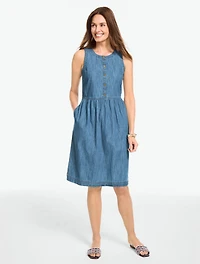 Sleeveless Denim Mini Dress - Palermo Wash