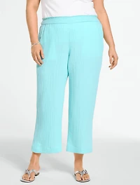 Cotton Gauze Straight Crop Pull-On Pants