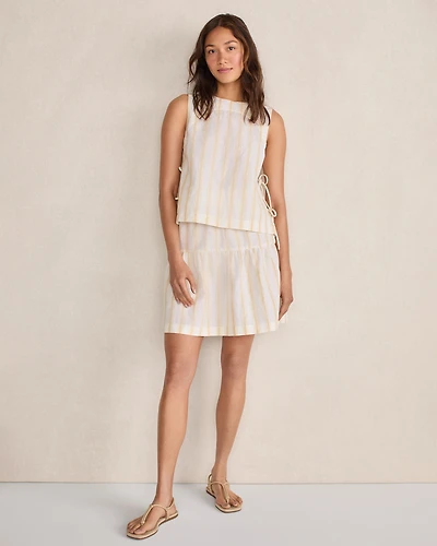 Organic Cotton Linen Stripe Side Tie Tank