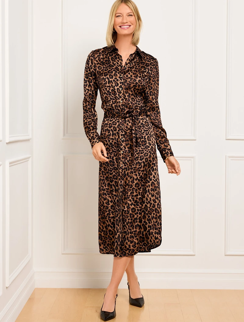 Tie Waist Shirtdress - Leopard