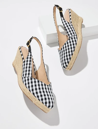 Vivi Slingback Gingham Espadrille Wedges