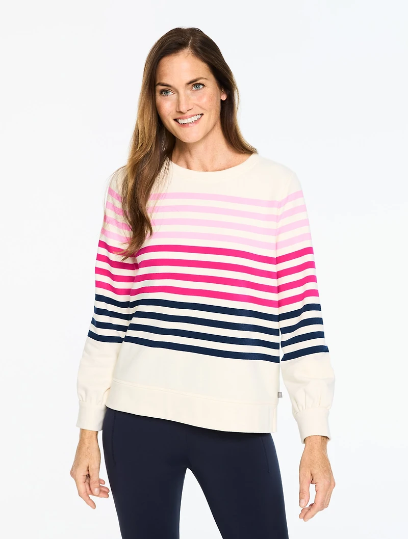 French Terry Crewneck Pullover - Breezy Stripe