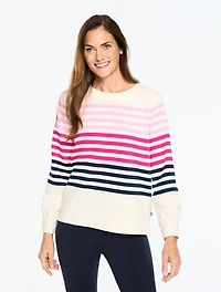 French Terry Crewneck Pullover - Breezy Stripe