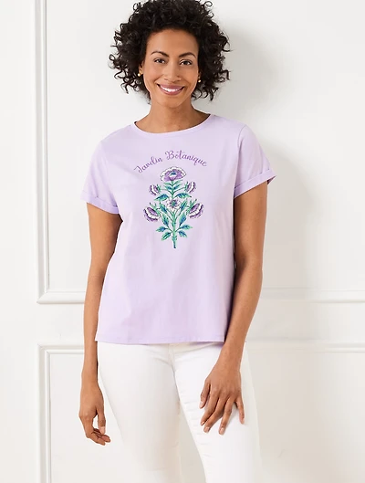 Roll Sleeve Crewneck Tee - Botanical