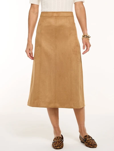 Faux Suede Midi Skirt