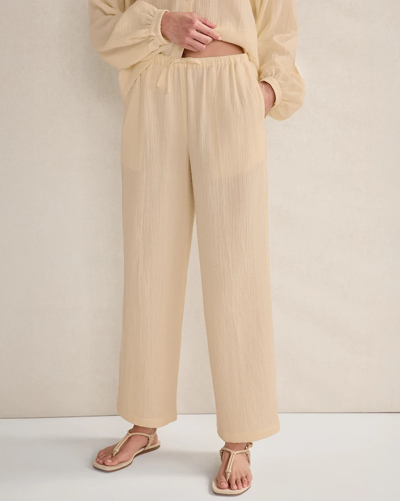 Organic Cotton Gauze Straight Leg Pants