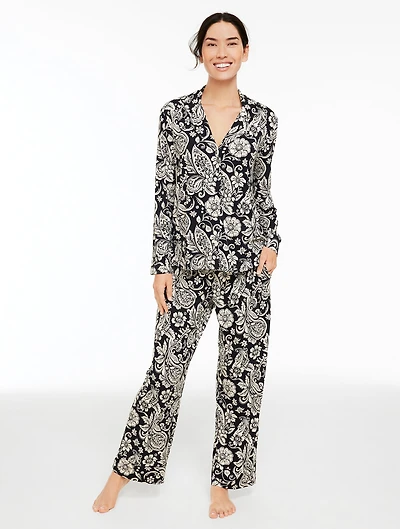 Talbots x Soma Cool Nights Long Sleeve & Pant Pajama Set - Paisley Blooms