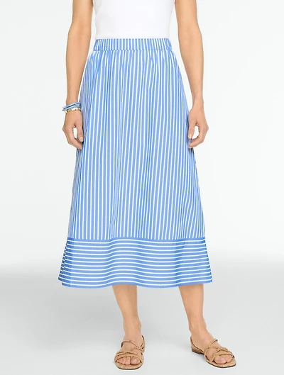 Poplin Fit & Flare Skirt - Breezy Way Stripe