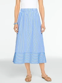 Poplin Fit & Flare Skirt - Breezy Way Stripe