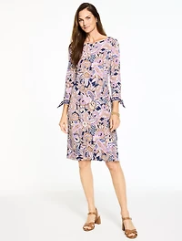 Effortless Jersey Bow Cuff Shift Dress - Paisley Bouquet