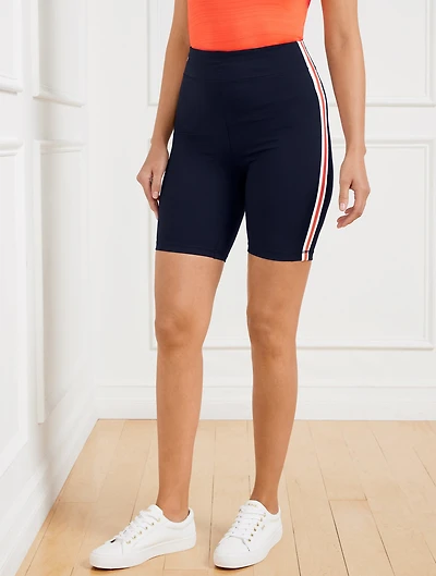 Performance Interlock Bike Shorts - Side Stripe