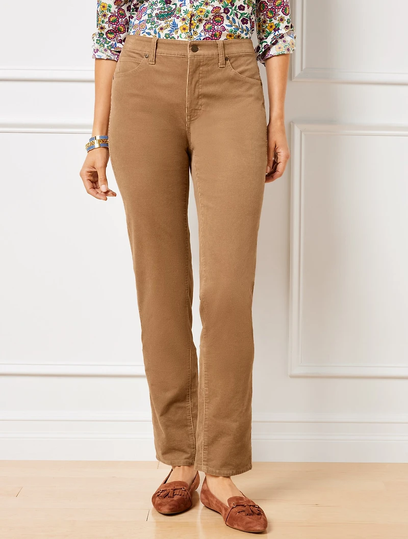 Stretch Corduroy Straight Leg Pants