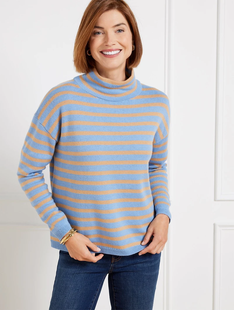Crop Turtleneck - Metallic Stripe