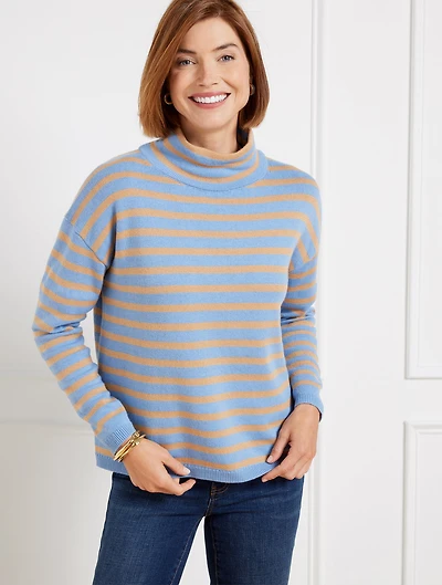 Crop Turtleneck - Metallic Stripe
