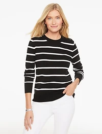 Button Crewneck Pullover - Stripe