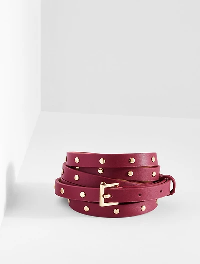 Studded Double Wrap Leather Belt