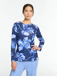 Supersoft Jersey Long Sleeve Crewneck Tee - Brushed Floral