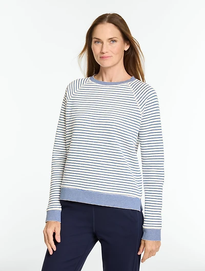 Cozy Fleece Crewneck Pullover - Bennetway Stripe